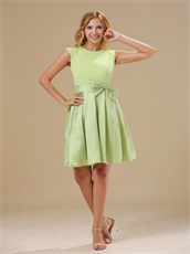 Warrensburg Yellow Green Knee-length Scoop Short Prom Dress With Bowknot