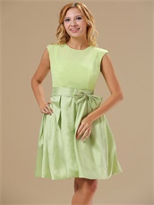 Warrensburg Yellow Green Knee-length Scoop Short Prom Dress With Bowknot