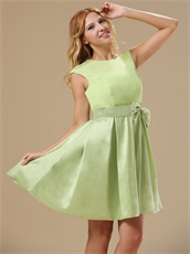 Warrensburg Yellow Green Knee-length Scoop Short Prom Dress With Bowknot