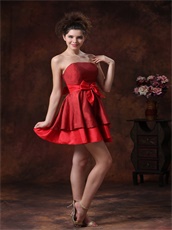 Marroon and Scarlet Taffeta Two Layers Two Colors Prom Dress Short