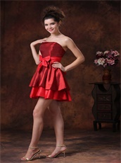 Marroon and Scarlet Taffeta Two Layers Two Colors Prom Dress Short