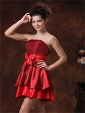 Marroon and Scarlet Taffeta Two Layers Two Colors Prom Dress Short