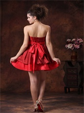 Marroon and Scarlet Taffeta Two Layers Two Colors Prom Dress Short