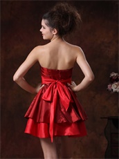 Marroon and Scarlet Taffeta Two Layers Two Colors Prom Dress Short