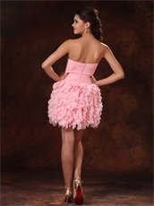 Strapless Pink Chiffon Ruffles Short Prom Skirt Romantic Teenage Girl