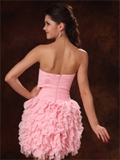 Strapless Pink Chiffon Ruffles Short Prom Skirt Romantic Teenage Girl