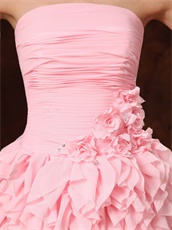 Strapless Pink Chiffon Ruffles Short Prom Skirt Romantic Teenage Girl