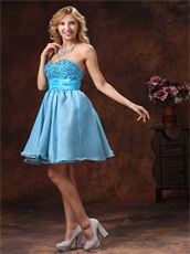 Baby Blue Sweetheart Beaded Sweet 16 Dress For Petite Girl