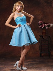 Baby Blue Sweetheart Beaded Sweet 16 Dress For Petite Girl