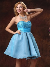 Baby Blue Sweetheart Beaded Sweet 16 Dress For Petite Girl