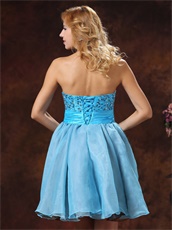 Baby Blue Sweetheart Beaded Sweet 16 Dress For Petite Girl