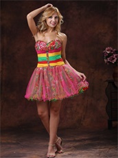 Colorful Beaded Mini-length Club Dress For Cocktail Party New Brand