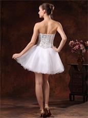 Crystals Bodice Sweetheart Short White Prom Dress For Girls