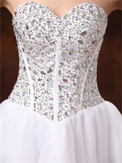 Crystals Bodice Sweetheart Short White Prom Dress For Girls