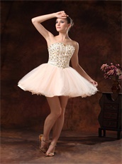 Fully Bedaing Short Event Dress Multicolor Tulle Ivory With Blush Inside