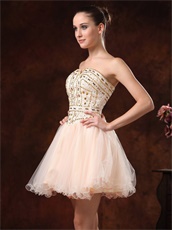 Fully Bedaing Short Event Dress Multicolor Tulle Ivory With Blush Inside