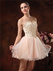 Fully Bedaing Short Event Dress Multicolor Tulle Ivory With Blush Inside