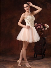 Fully Bedaing Short Event Dress Multicolor Tulle Ivory With Blush Inside