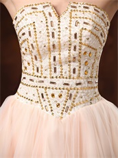 Fully Bedaing Short Event Dress Multicolor Tulle Ivory With Blush Inside