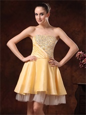 Beautiful Gold Beaded Knee-length Prom Dress Girls Wear