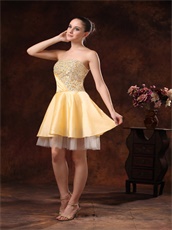 Beautiful Gold Beaded Knee-length Prom Dress Girls Wear