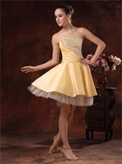 Beautiful Gold Beaded Knee-length Prom Dress Girls Wear