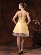 Beautiful Gold Beaded Knee-length Prom Dress Girls Wear