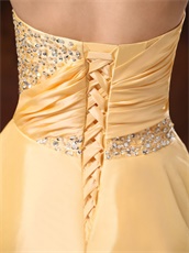 Beautiful Gold Beaded Knee-length Prom Dress Girls Wear