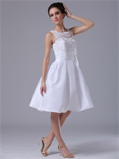 Taffeta Scoop Knee-length Short Beach Prom Dress With Bowknot