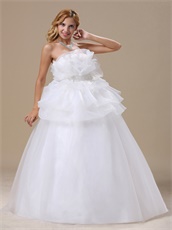 Strapless Flouncing Cover Belly Organza Wedding Dress For Maternity