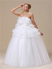 Strapless Flouncing Cover Belly Organza Wedding Dress For Maternity