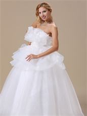 Strapless Flouncing Cover Belly Organza Wedding Dress For Maternity