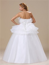 Strapless Flouncing Cover Belly Organza Wedding Dress For Maternity