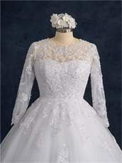 Sedate Long Sleeves Wedding Bridal Gowns Custom-made Plus Size