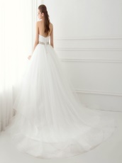 Contracted Style Sweetheart Puffy Cheap Wedding Bride Dress With Crystals