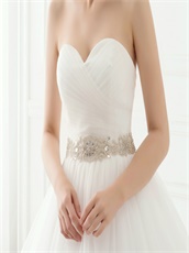 Contracted Style Sweetheart Puffy Cheap Wedding Bride Dress With Crystals