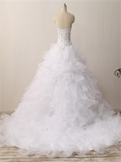 Ruffles Skirt Affordable White Court Train Wedding Gowns China