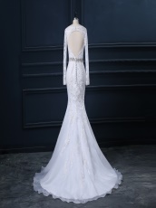 Diamond Belt Details Mermaid Lace Bridal Dress At Cheap Price
