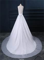 For Sale Puffy White Appliques Wedding Dress With Rhinestone Sash