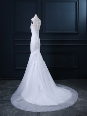 White Mermaid Train Lace Modest Bridal Dresses 2019 Hot Sell