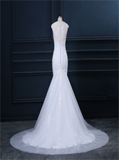 White Mermaid Train Lace Modest Bridal Dresses 2019 Hot Sell