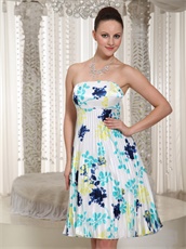 Lovely Printed Special Fabric Strapless Knee-Length Homecoming Dress Wrinkled