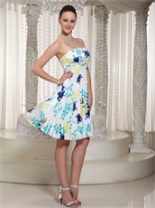 Lovely Printed Special Fabric Strapless Knee-Length Homecoming Dress Wrinkled