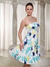 Lovely Printed Special Fabric Strapless Knee-Length Homecoming Dress Wrinkled