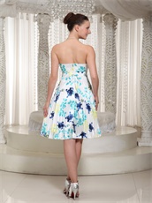 Lovely Printed Special Fabric Strapless Knee-Length Homecoming Dress Wrinkled