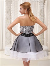 Leopard White and Black 3 Layers Short Prom Dress Bargains Under 85
