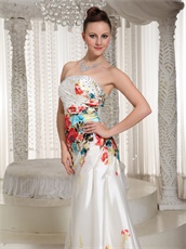 Printed Special Fabric Floor-length Side Zipper Prom Dress With Crystals