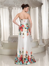 Printed Special Fabric Floor-length Side Zipper Prom Dress With Crystals