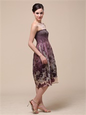 Deep Colour Mature Mama Short Prom Dress Printed Fabric Skirt