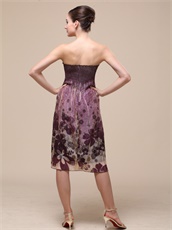 Deep Colour Mature Mama Short Prom Dress Printed Fabric Skirt